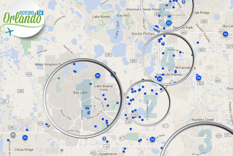 Localização dos Hoteis de Orlando