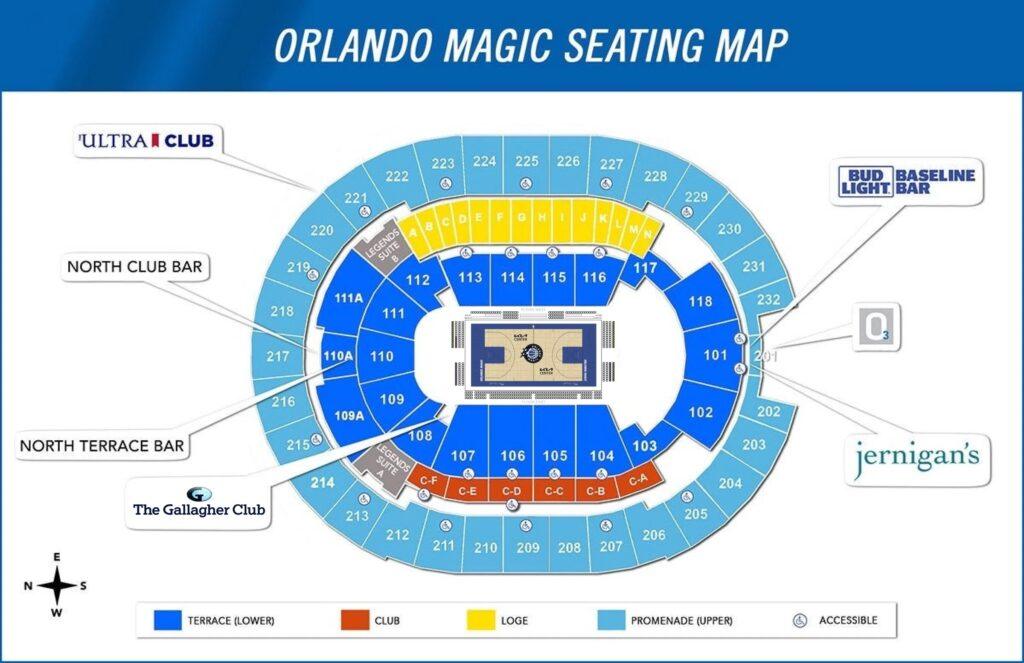 mapa kia center orlando magic