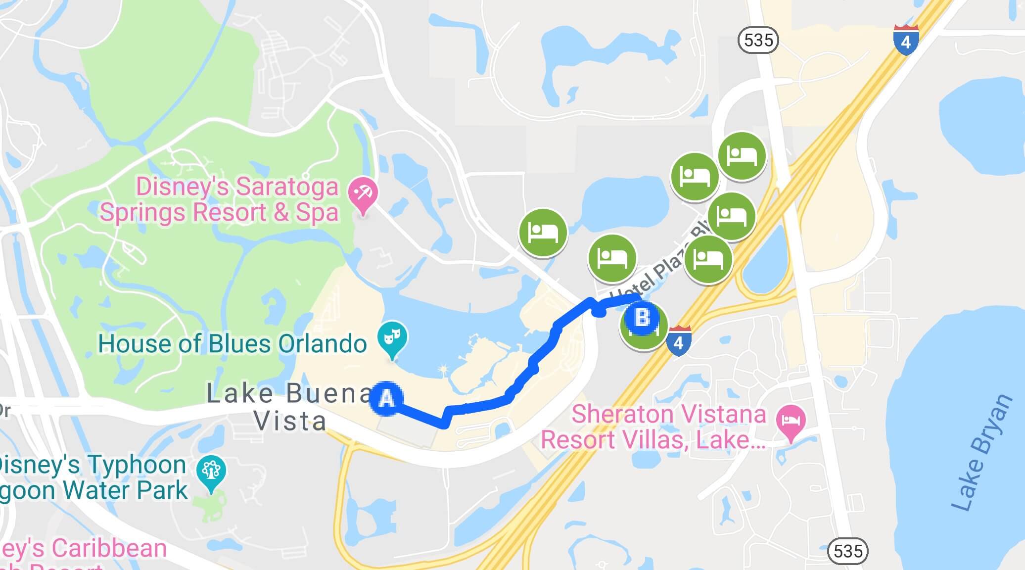 Mapa da localização dos hotéis parceiros no Disney Springs