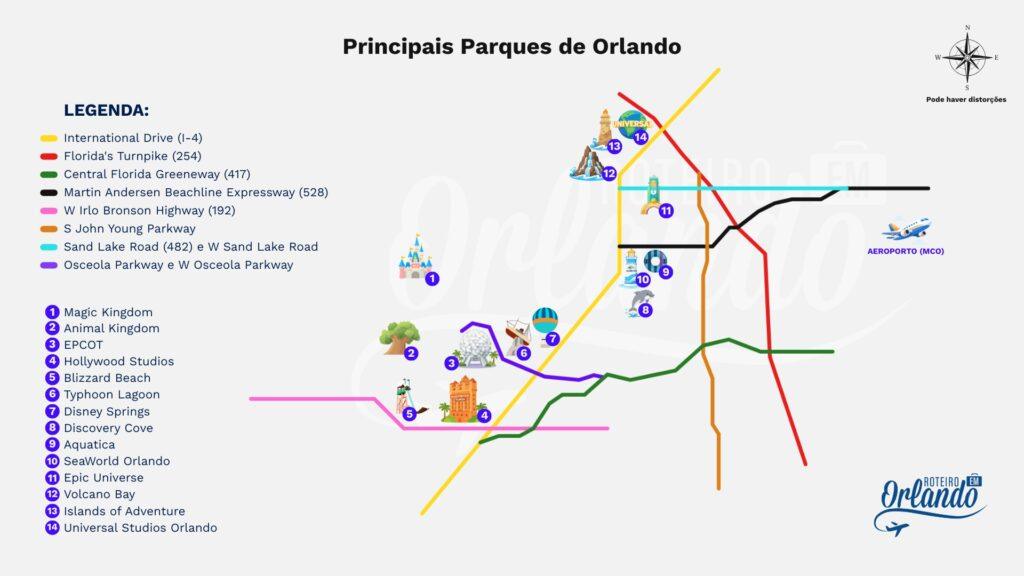 mapa de orlando parques disney universal sea world