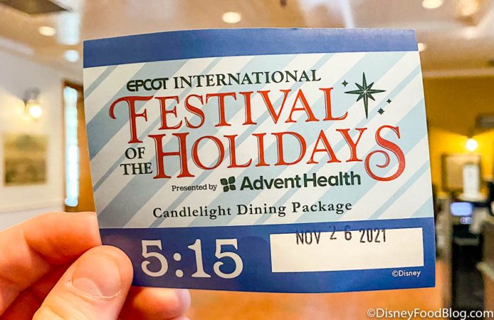 Disney World Candlelight Processional Dining Package 
