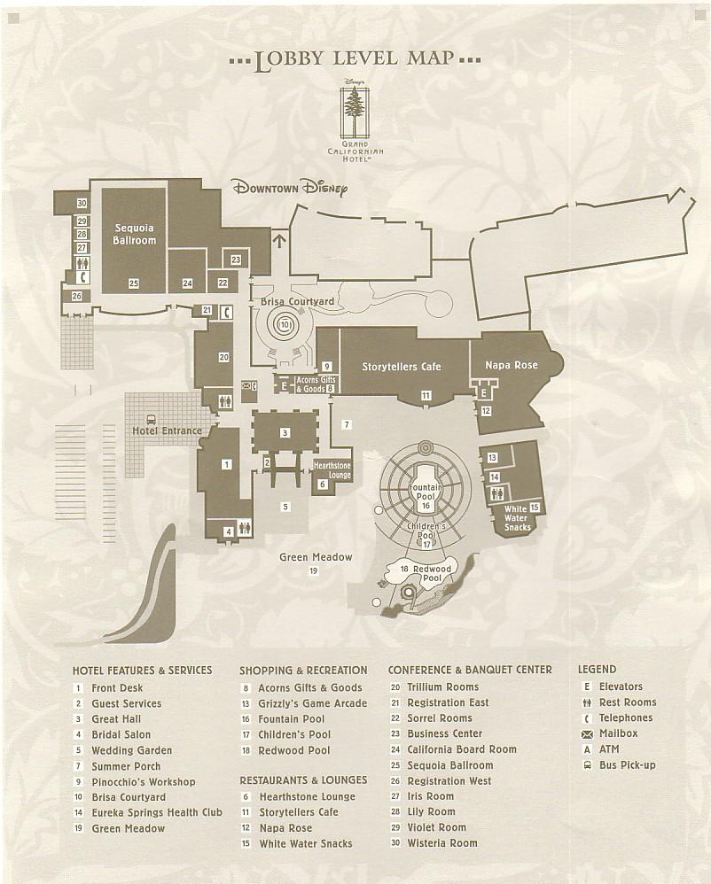 mapa do hotel grand californian