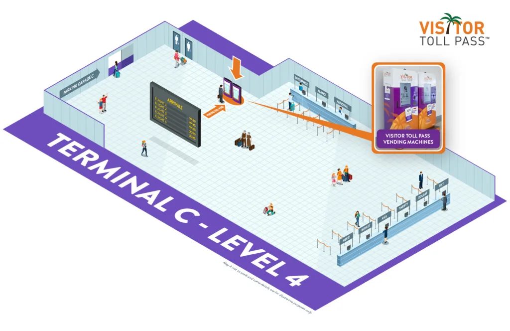 local retirada e devolucao visitor toll pass terminal c aeroporto de orlando