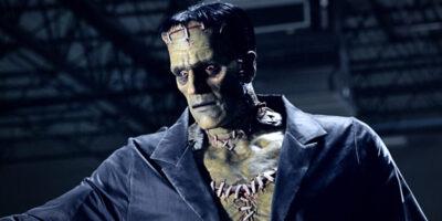 Animatronic do monstro de Frankenstein na atracao Monsters Unchained, no Epic Universe