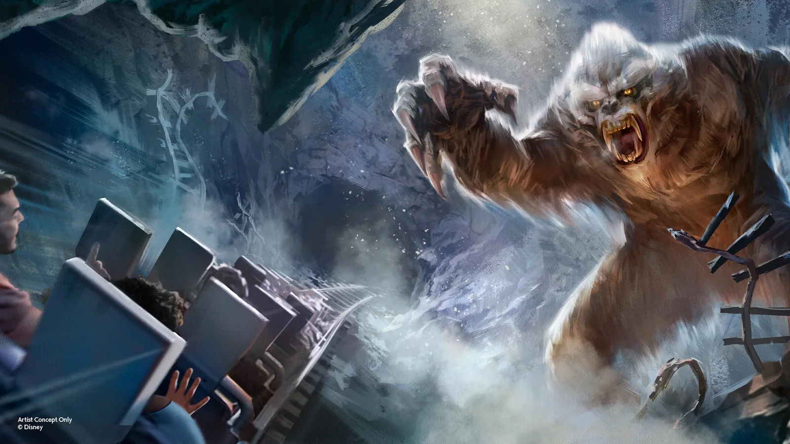 Arte conceitual do Yeti do Expedition Everest voltando a se mover